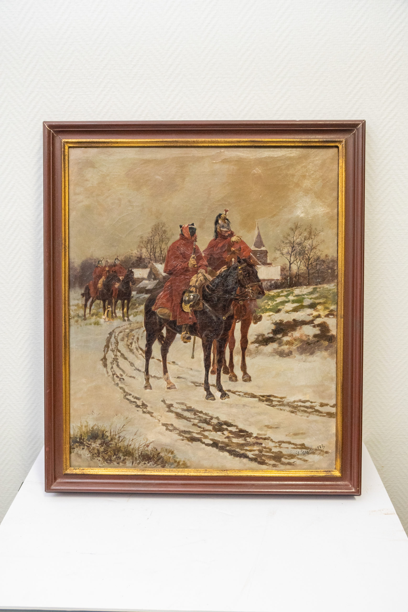 Louis-geens-1882-cavalier-cheval-rouge-huile-sur-toile-aurore-morisse-Antiquaire-affaire-conclue-liège-paris1-1