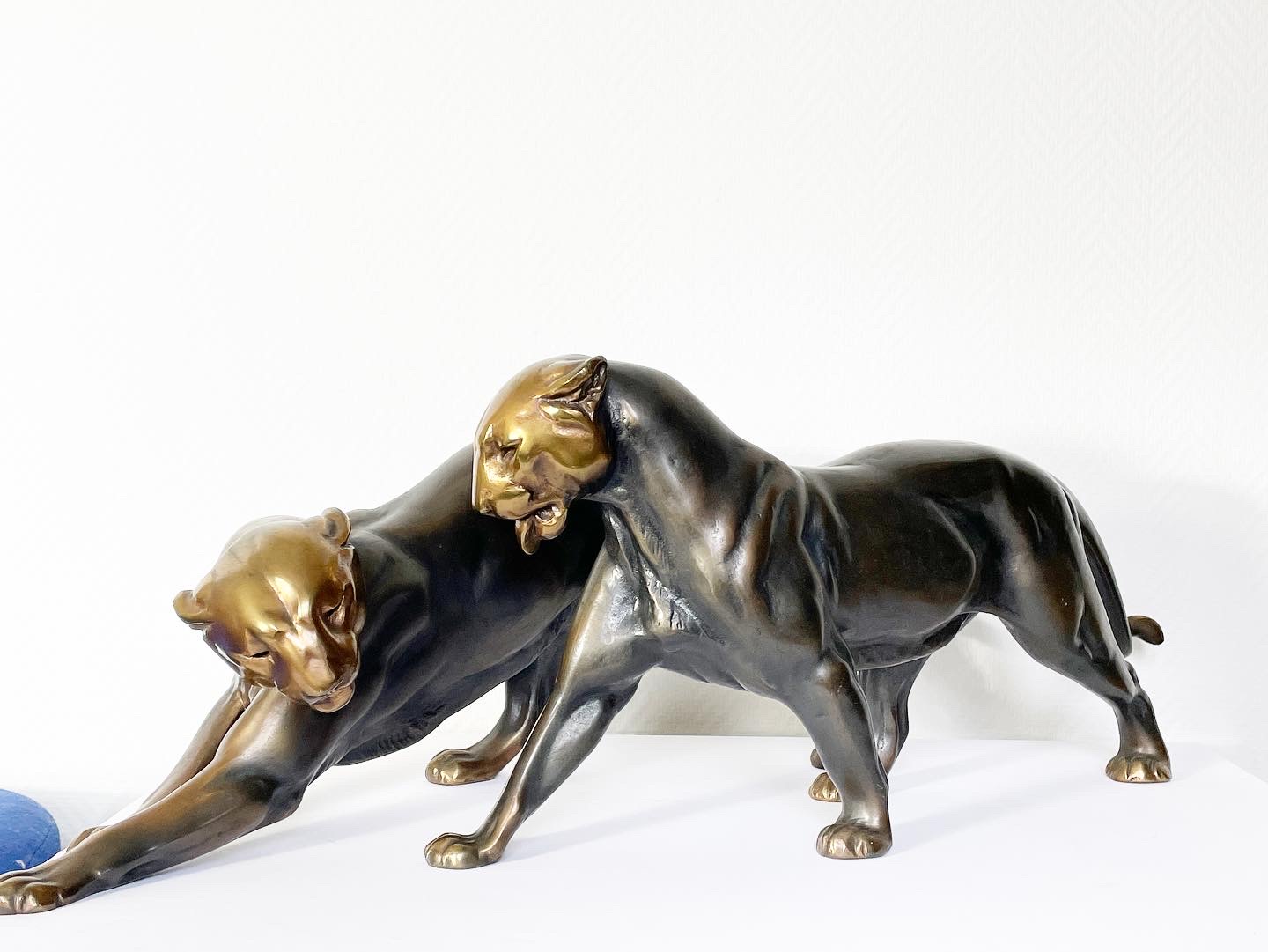 Lionne-guépard-bronze-animaux-patine-paire-art-deco-XXe-aurore-morisse-affaire-conclue14