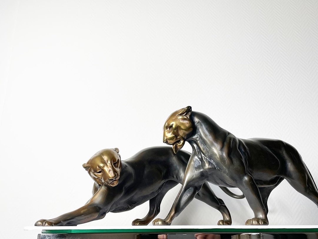Lionne-guépard-bronze-animaux-patine-paire-art-deco-XXe-aurore-morisse-affaire-conclue7