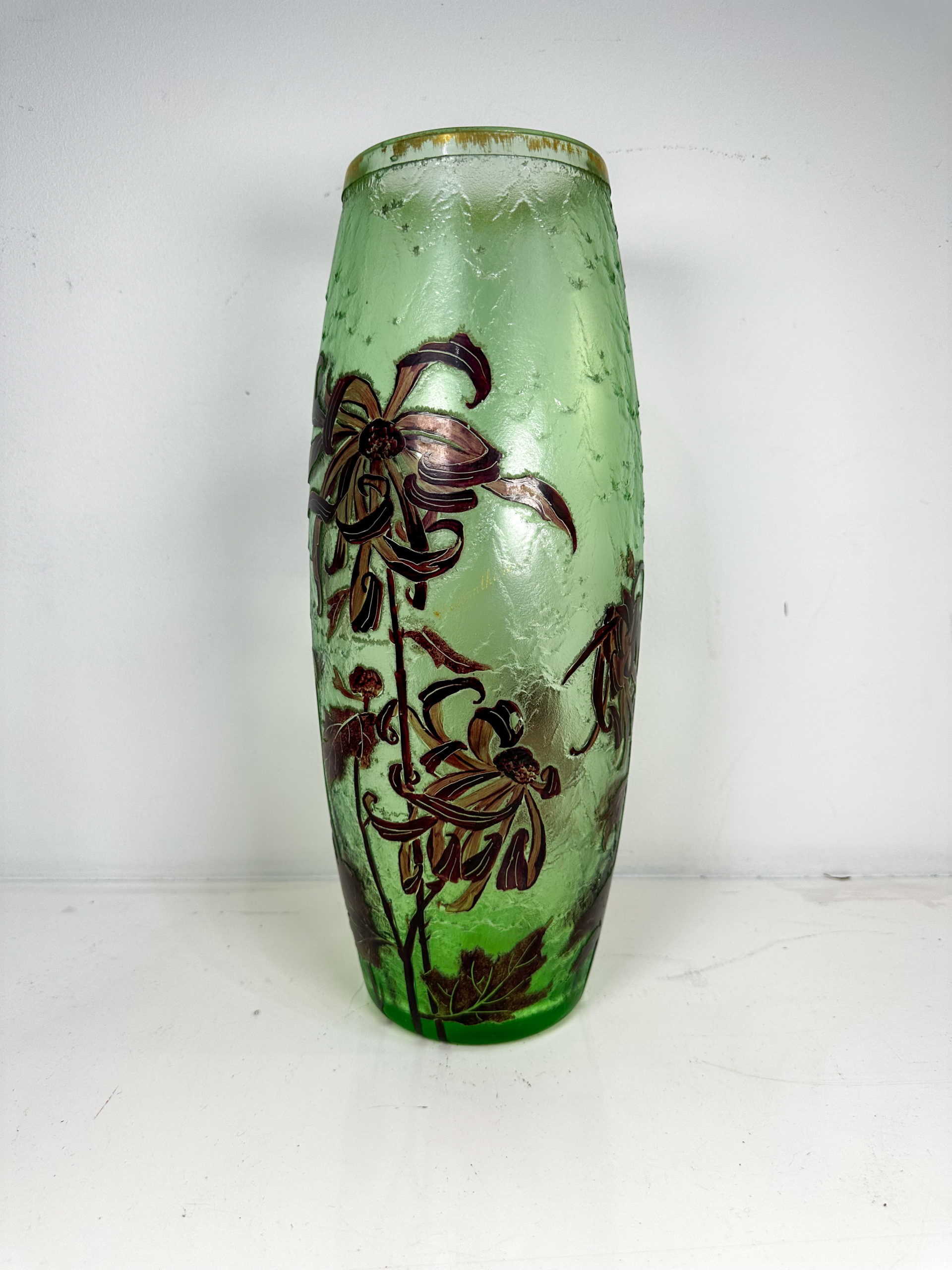 IMG_9837aurore morisse affaire conclue vase verrerie gallé isabelle debacker bruxelles nouveau belgique rare vert fleurs collection investissement