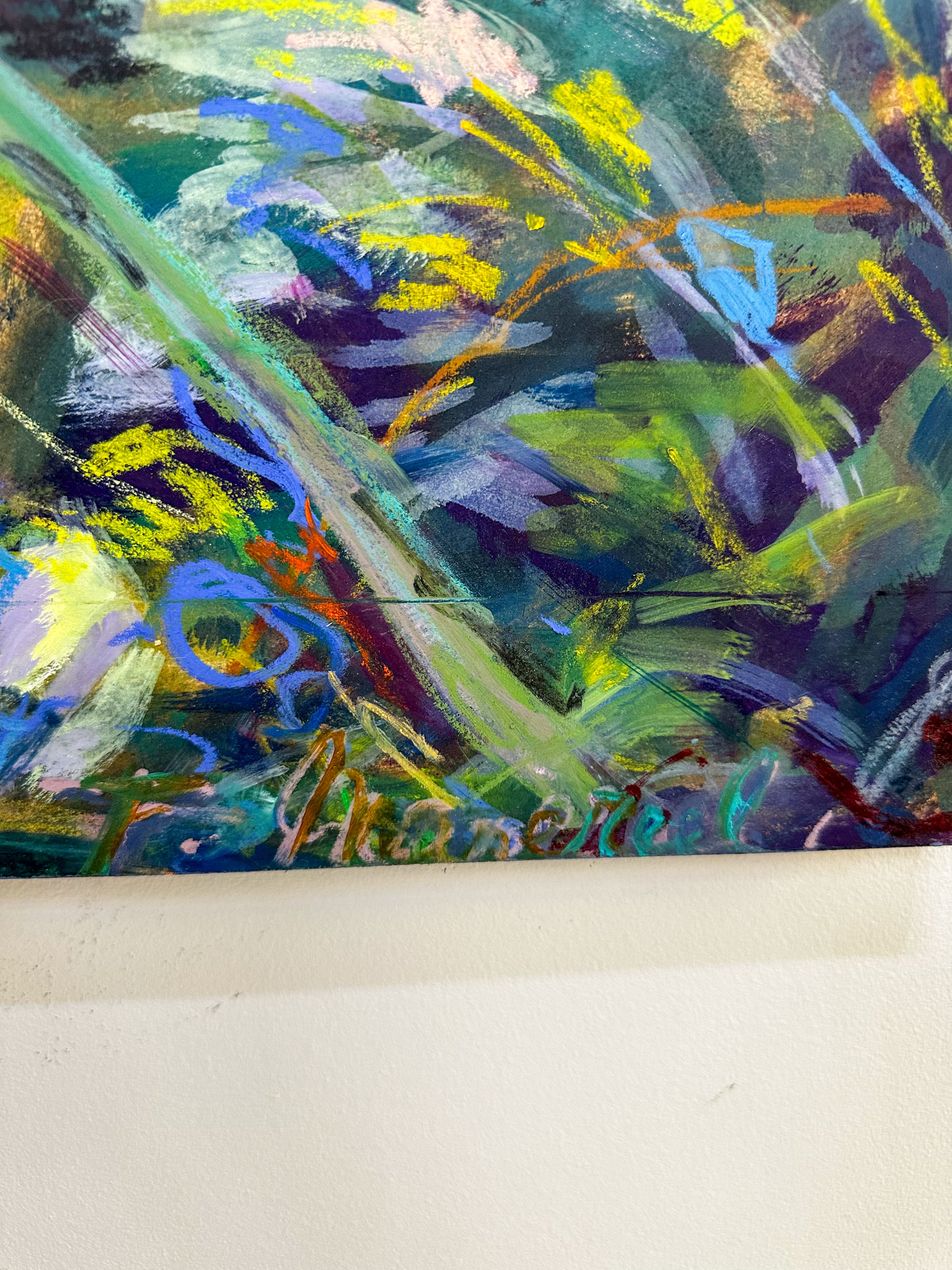 IMG_9861aurore morisse affaire conclue tableau huile sur panneau pastel fanny masereel liège fleurs paysage couleurs décoration 21e siècle artiste femme collection