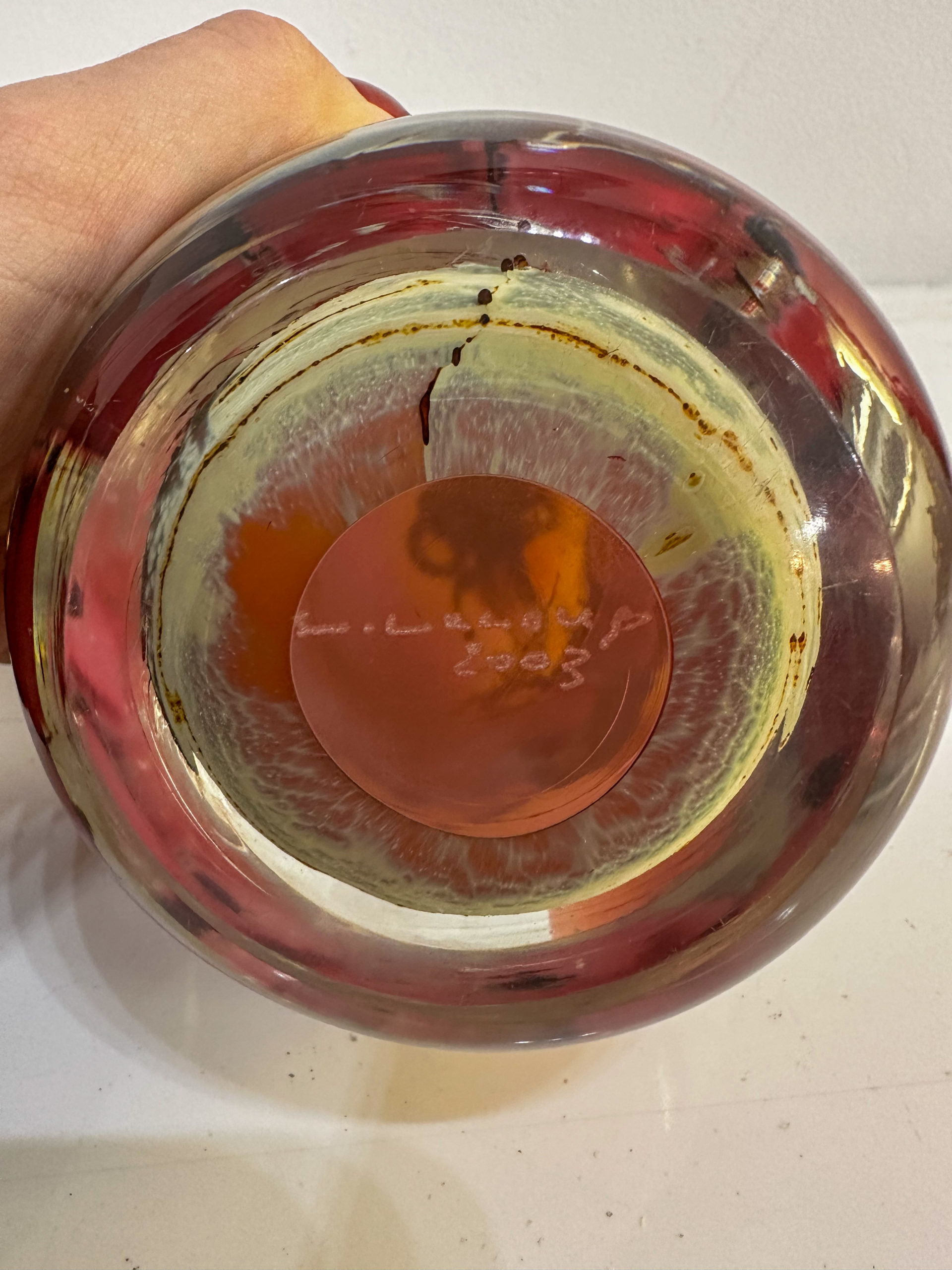 IMG_0342aurore morisse affaire conclue louis leloup verrerie presse papier rose décoration val saint lambert liège belgique 20e siècle décoration collectionneur occasion