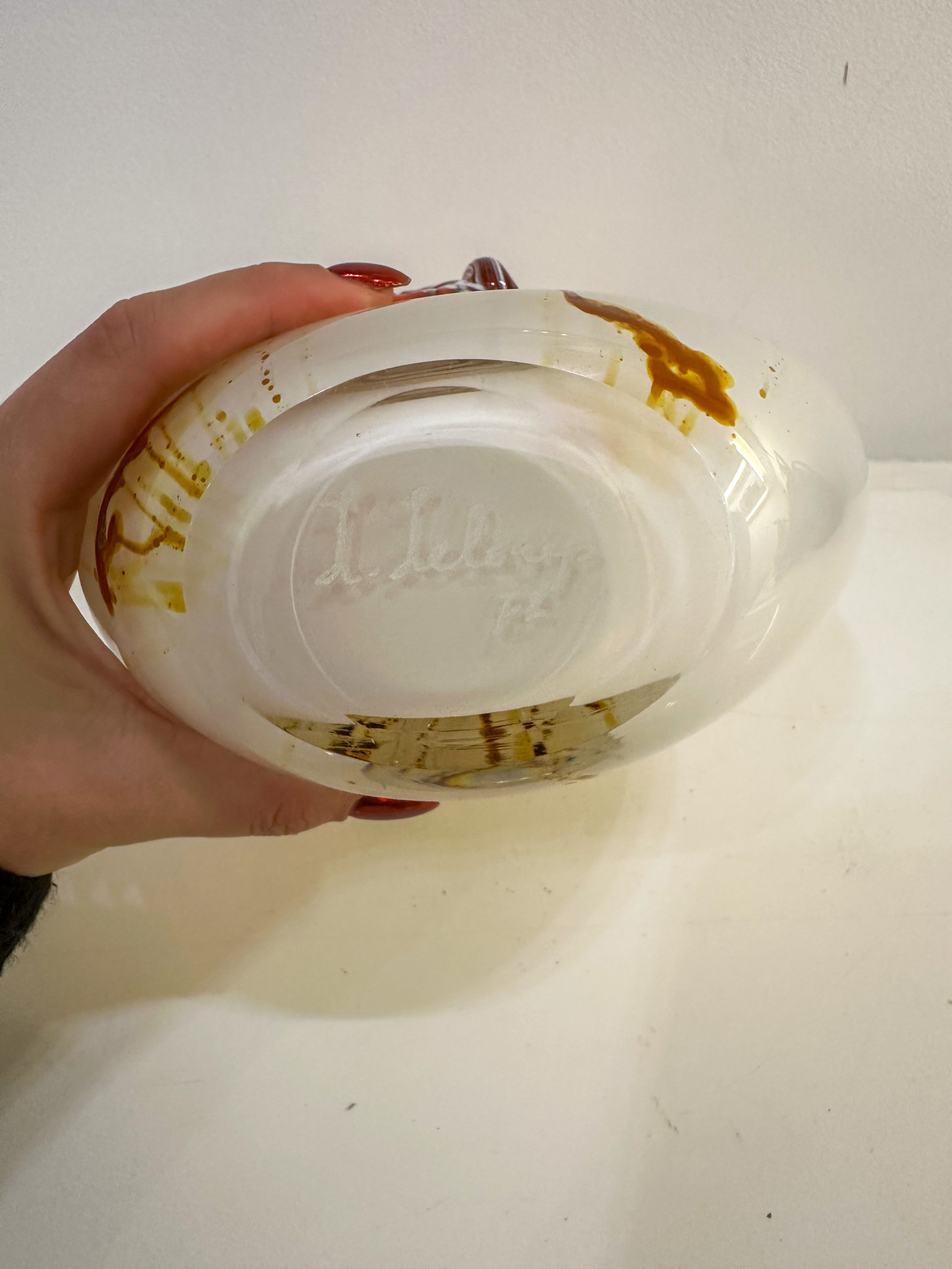 IMG_0349aurore morisse affaire conclue louis leloup verrerie vase blanc overlay décoration val saint lambert liège belgique 20e siècle décoration collectionneur occasion