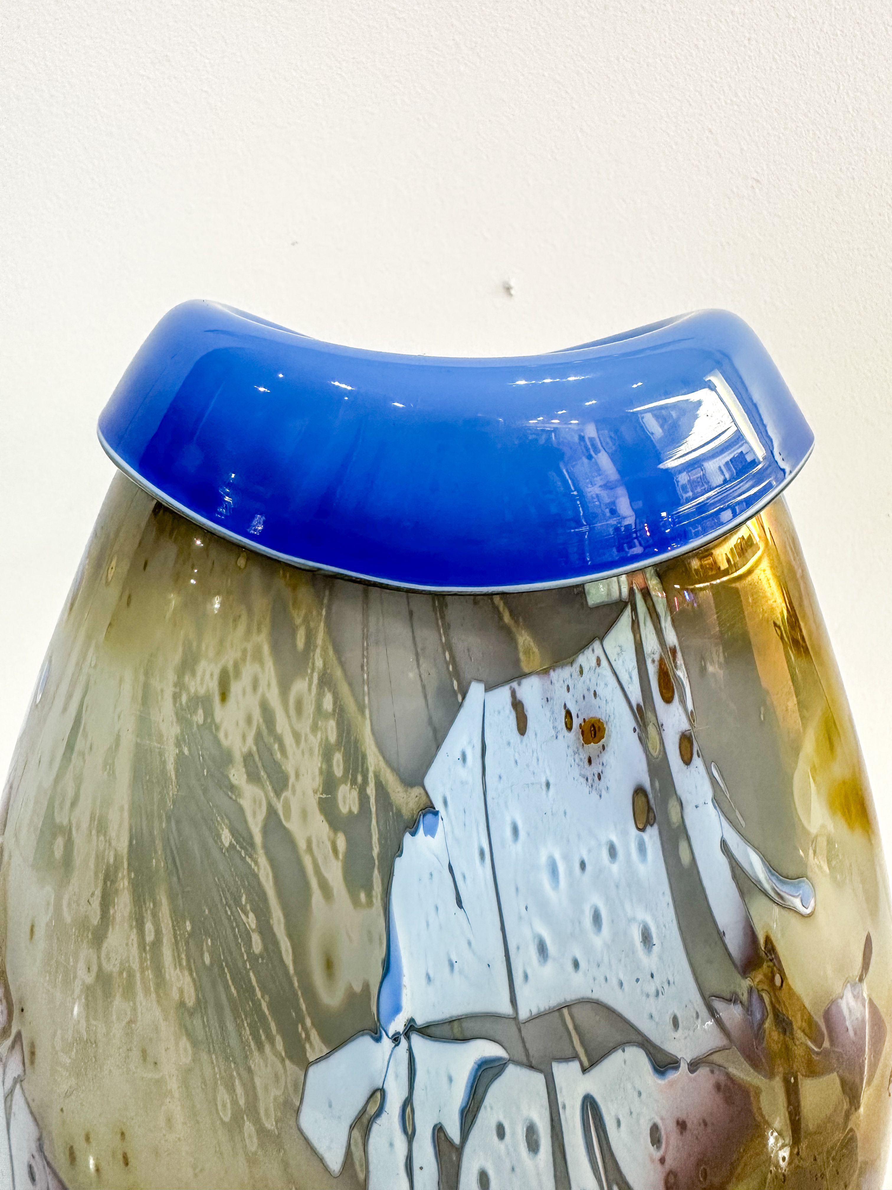 IMG_0364aurore morisse affaire conclue louis leloup verrerie vase bleu doré décoration val saint lambert liège belgique 20e siècle décoration collectionneur occasion