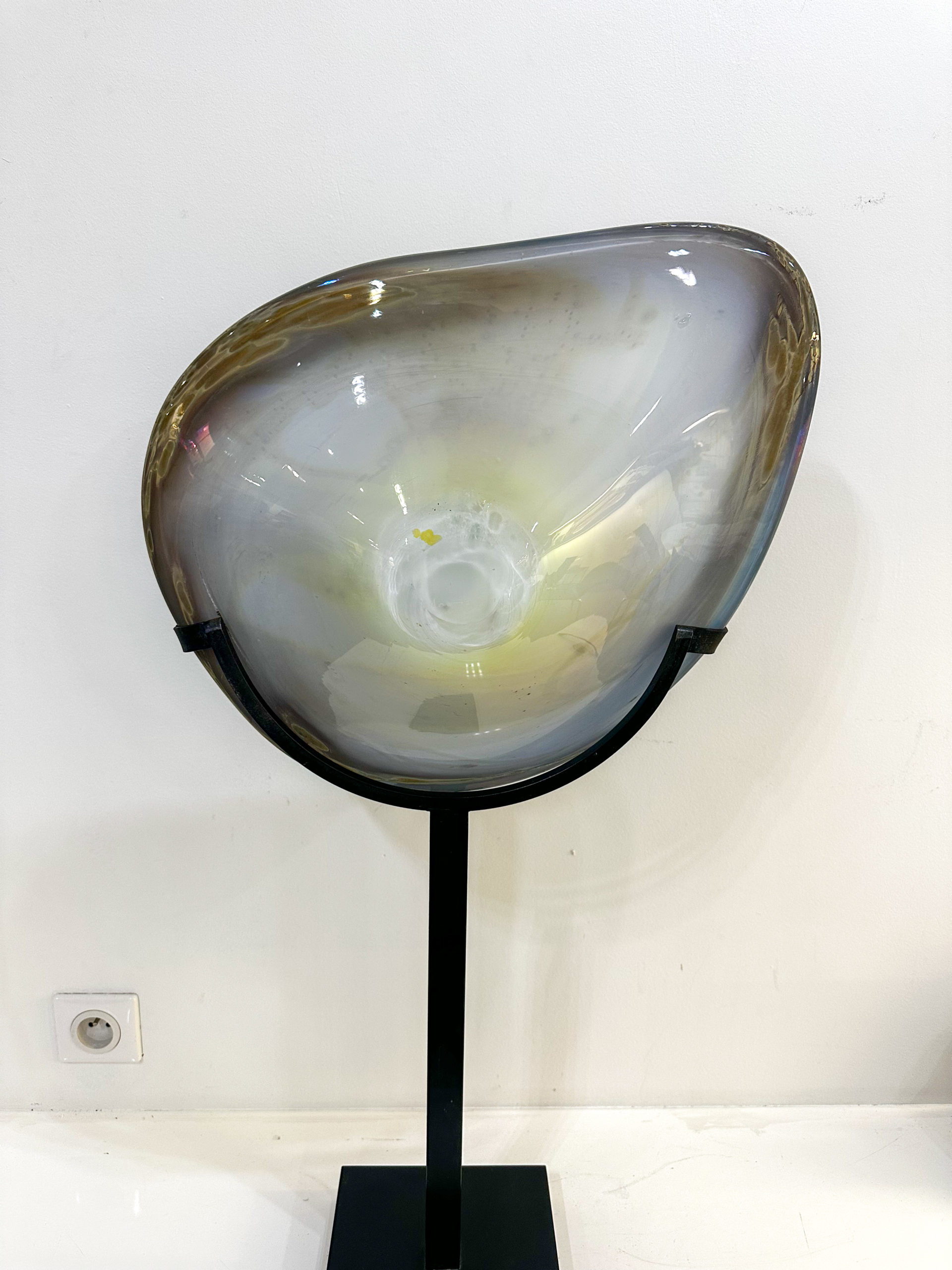 IMG_0381aurore morisse affaire conclue louis leloup verrerie sculpture grand format bleu doreĢ deĢcoration val saint lambert lieĢge belgique 20e sieĢcle deĢcoration collectionneur occasion