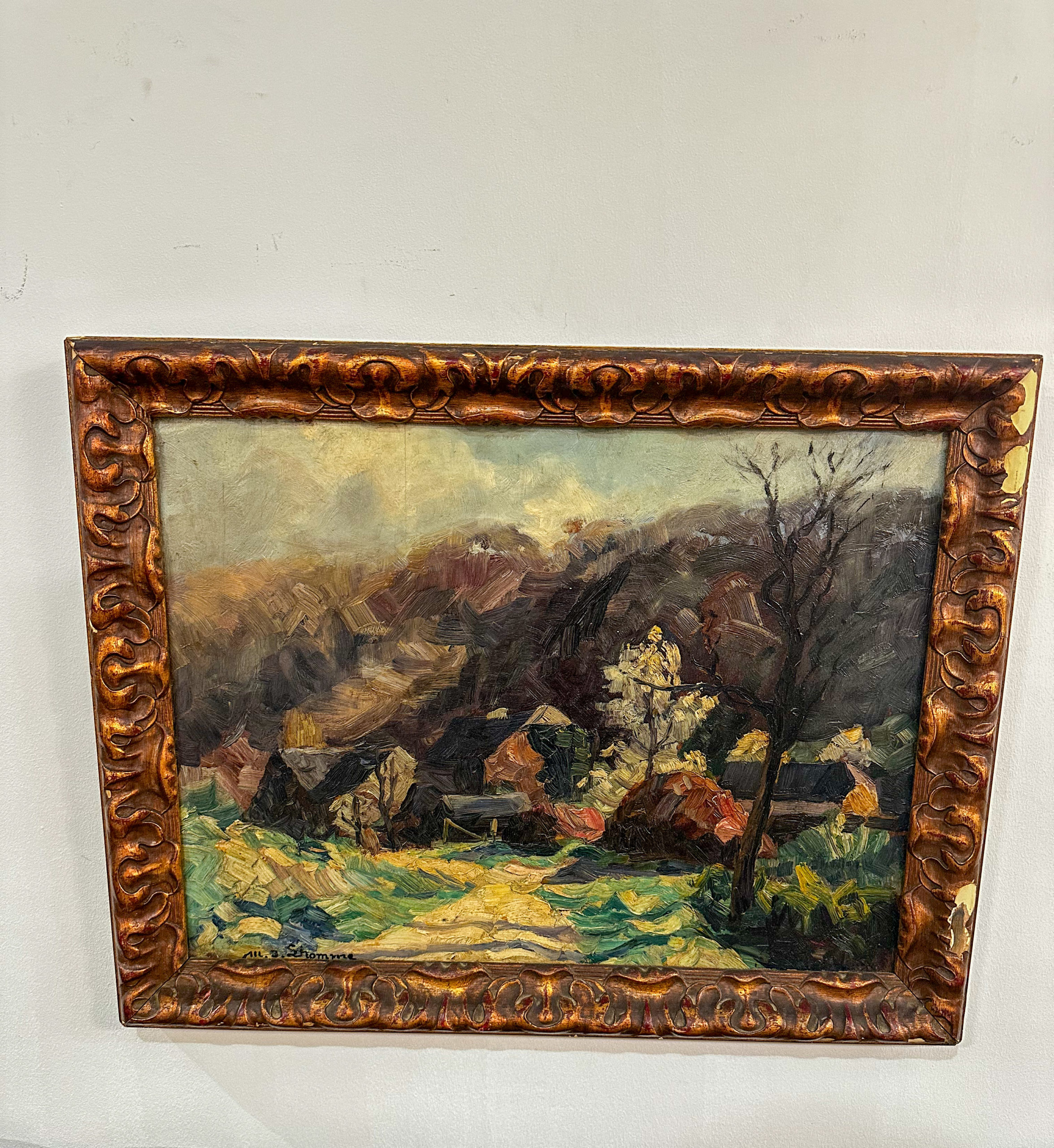 IMG_1190aurore morisse affaire conclue tableau paysage impressionisme modeste jean lhomme peintre belge liège liégeois 20e siècle 19e décoration collection collectionneur