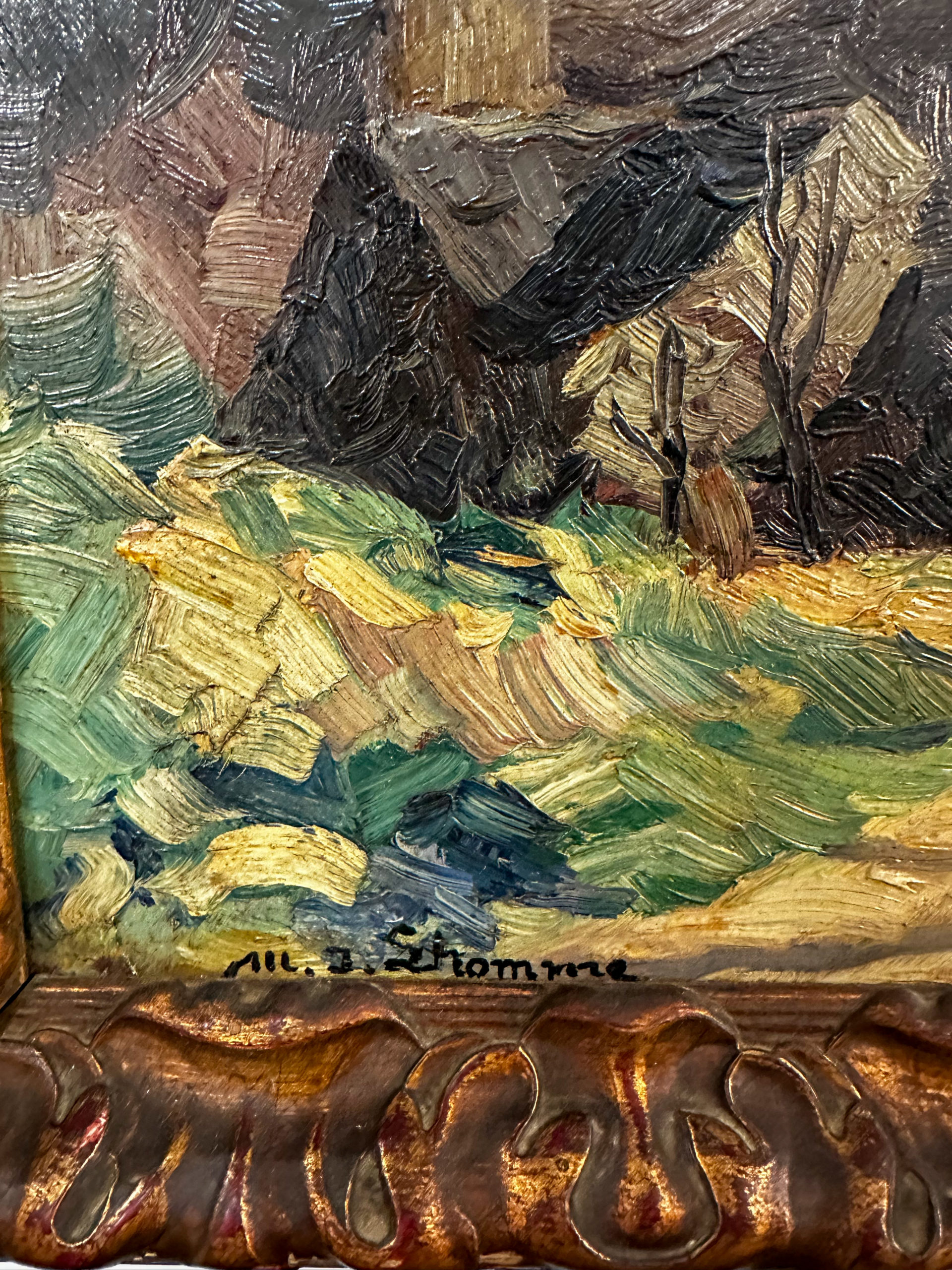 IMG_1192aurore morisse affaire conclue tableau paysage impressionisme modeste jean lhomme peintre belge liège liégeois 20e siècle 19e décoration collection collectionneur