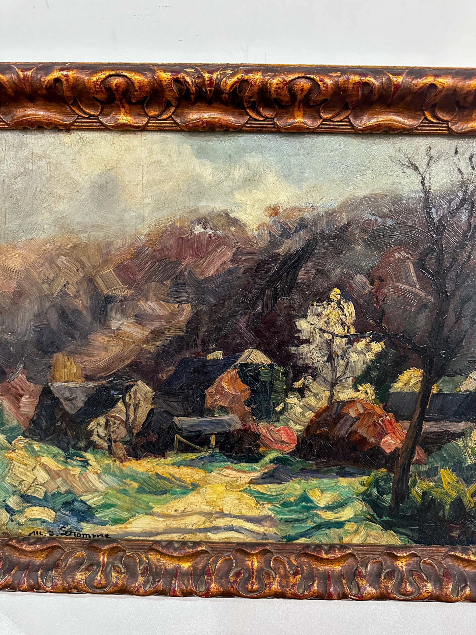 IMG_1193aurore morisse affaire conclue tableau paysage impressionisme modeste jean lhomme peintre belge liège liégeois 20e siècle 19e décoration collection collectionneur