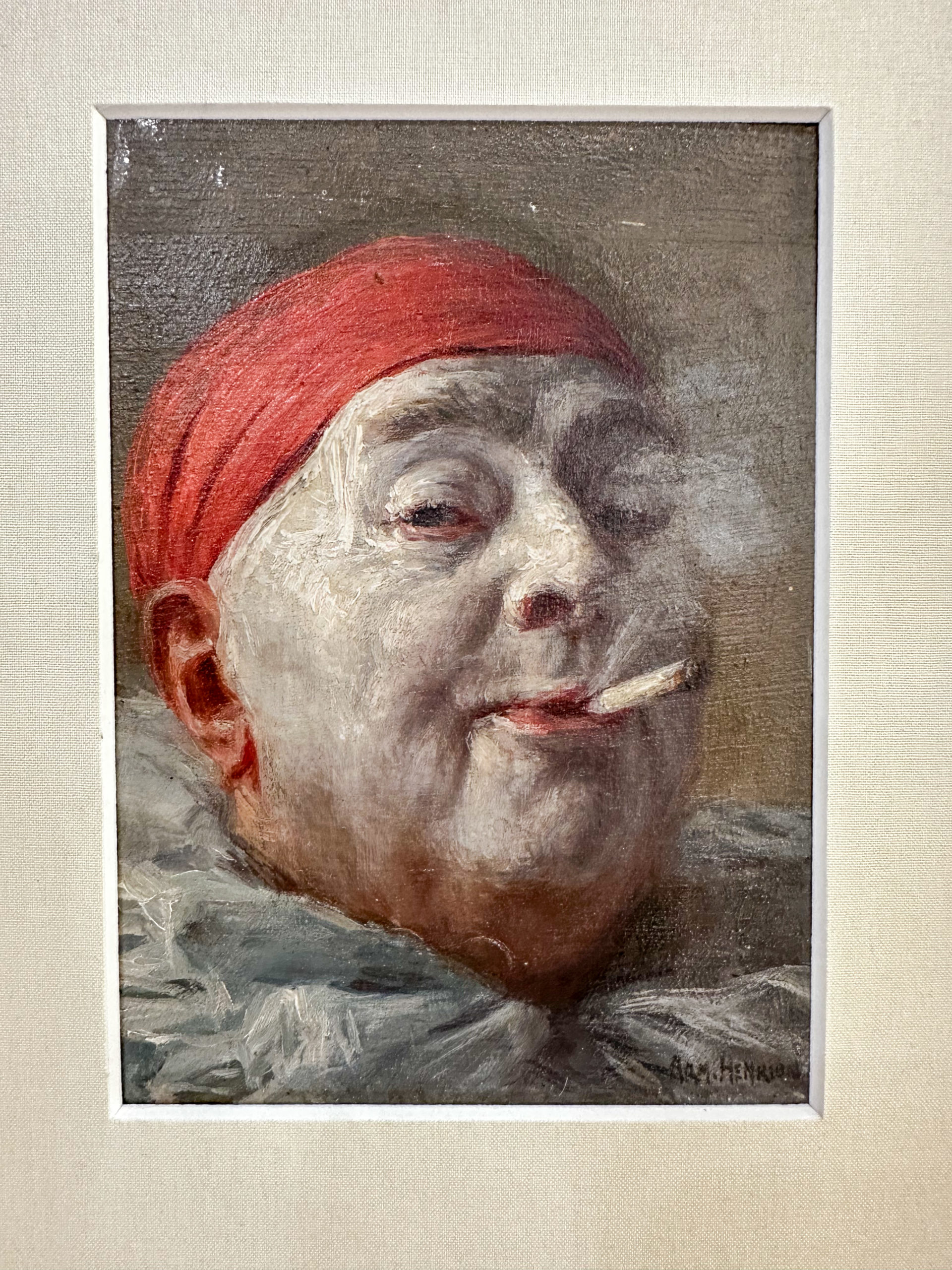 IMG_8120aurore-morisse-affaire-conclue-tableau-armand-henrion-pierrot-autoportrait-belge-20e-siècle-huile-sur-toile-investissement-collectionneur-réalisme-petit-format