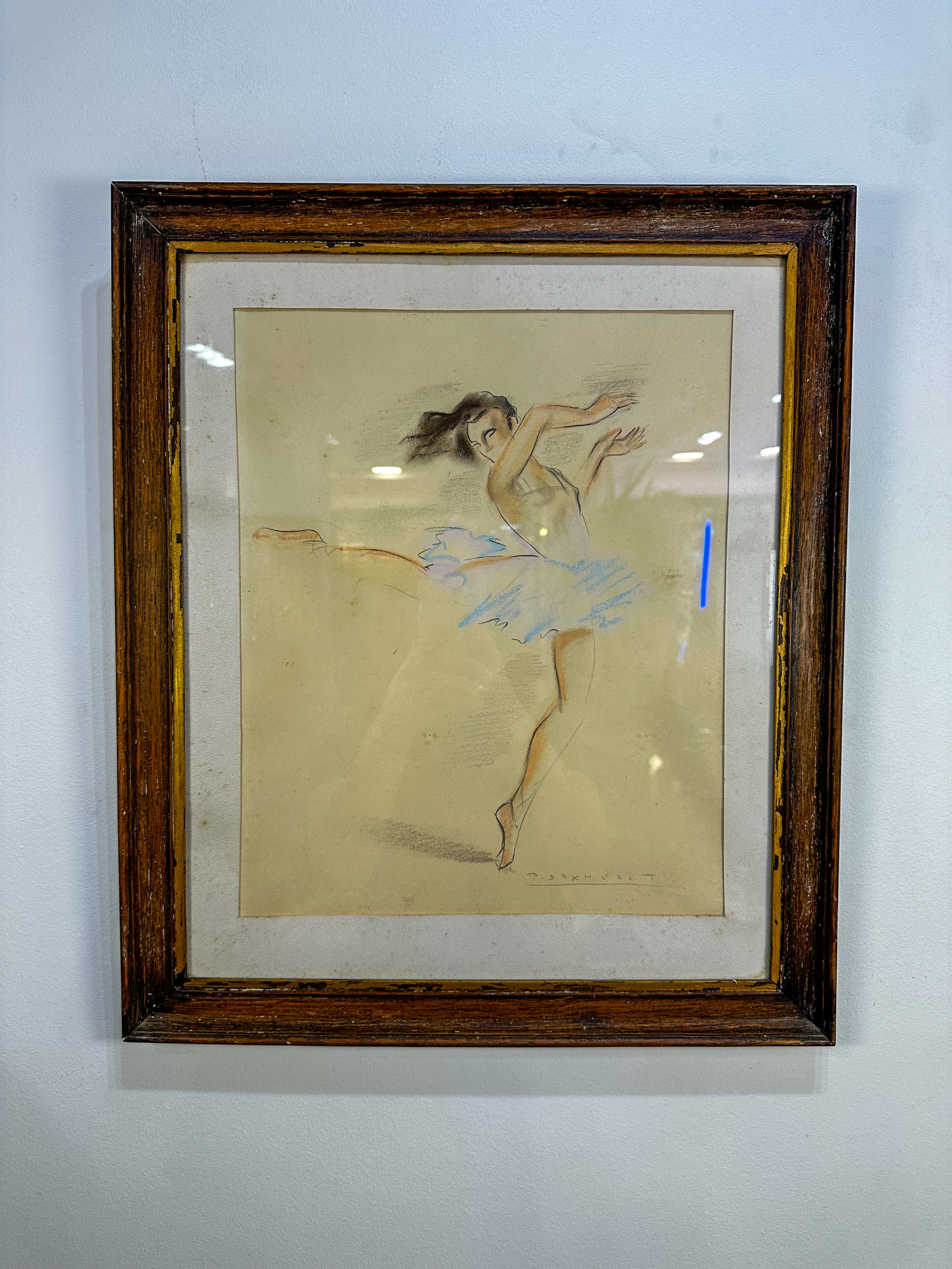 IMG_9261aurore morisse affaire conclue tableau paul daxhelet danseuse dessin aquarelle liège belgique 20e siècle art moderne contemporain petit format collectionneur sport décoration
