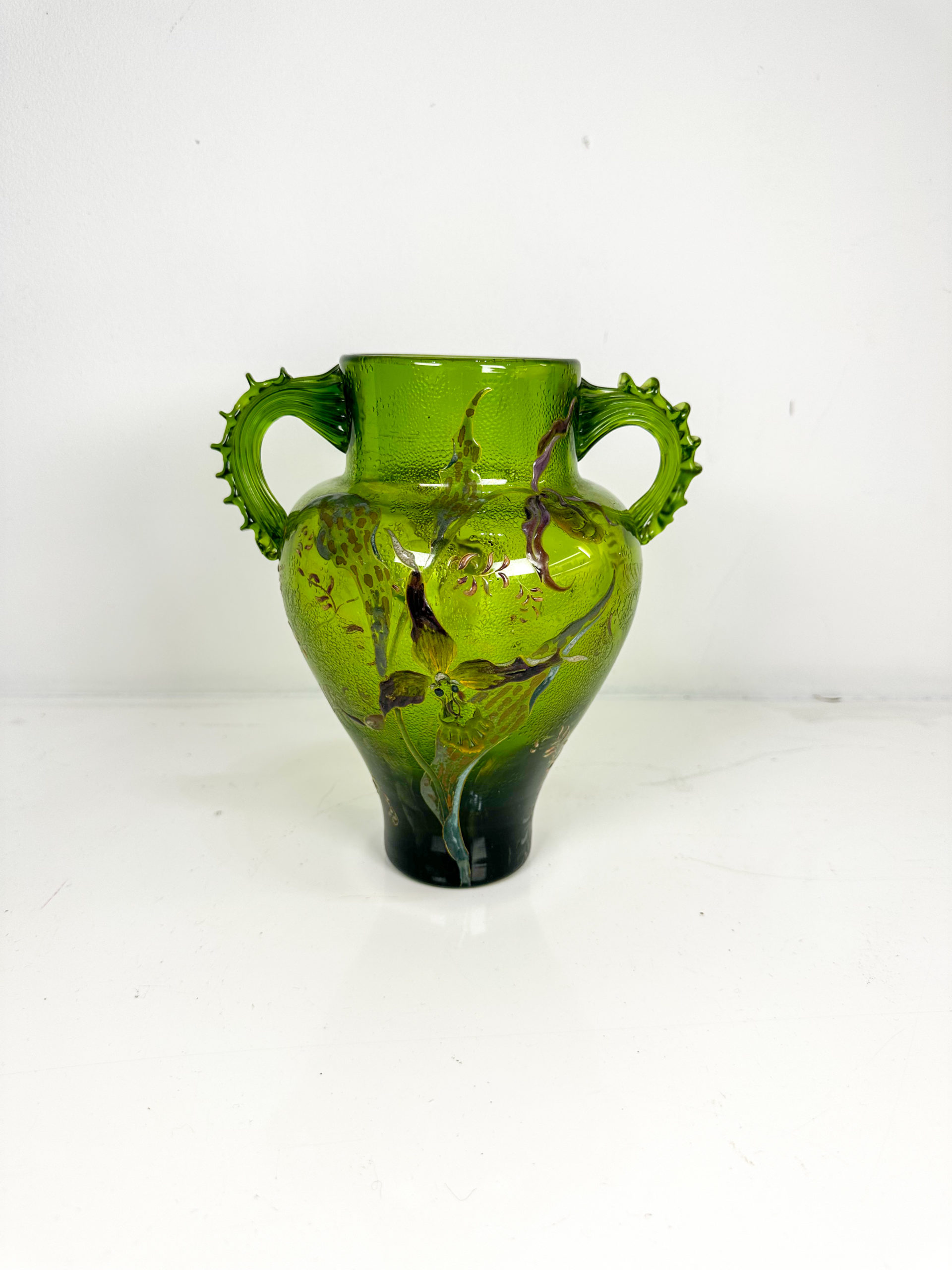 IMG_9830aurore morisse affaire conclue vase verrerie gallé emile art nouveau france rare vert fleurs collection investissement