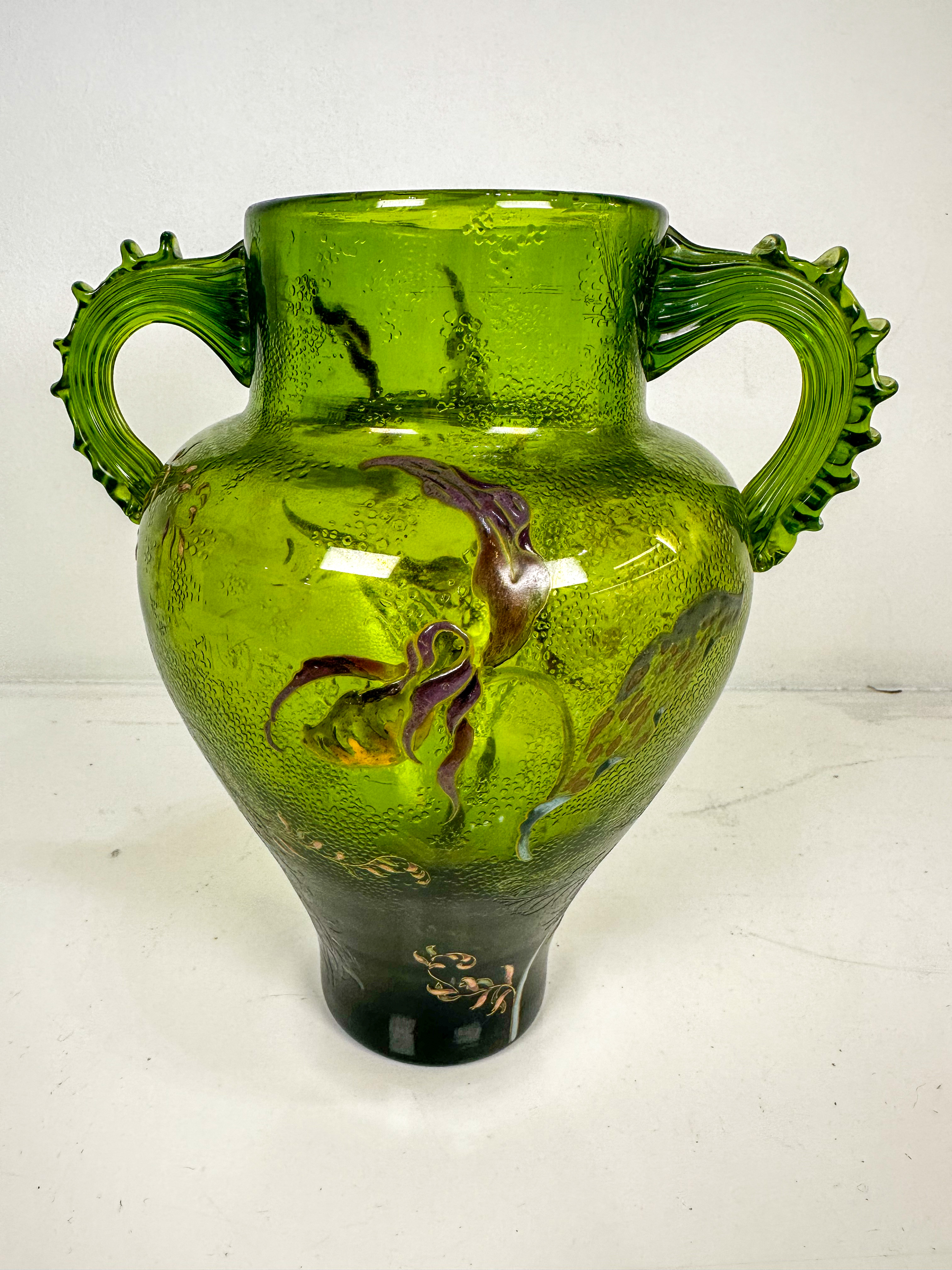 IMG_9832aurore morisse affaire conclue vase verrerie gallé emile art nouveau france rare vert fleurs collection investissement