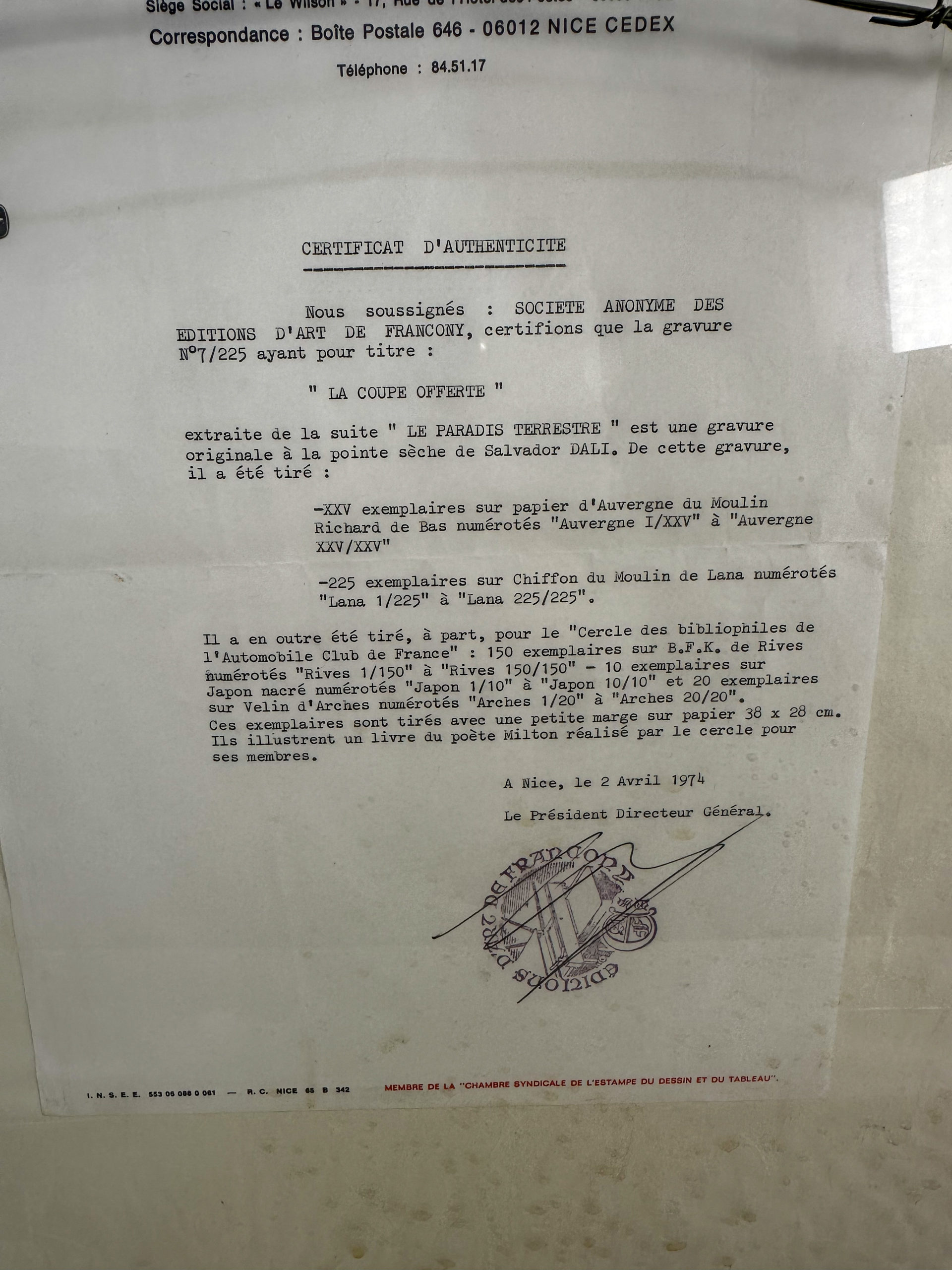 IMG_9850aurore morisse affaire conclue lithographie dali la coupe offerte gravure estampe collection collectionneur décoration 20e siècle surréalisme