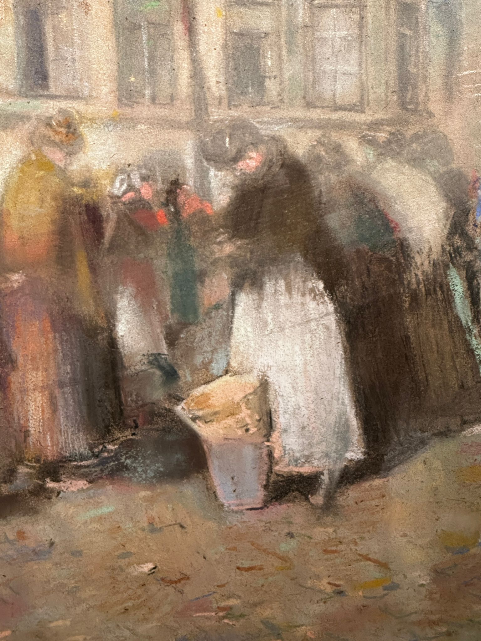 58a3a3e7-a29d-4c67-bf4d-efad5fd9a3a8aurore morisse affaire conclue tableau lucien frank pastel belge bruxelles réalisme naturalisme 19e siècle moderne contemporain collectionneur investissement décoration