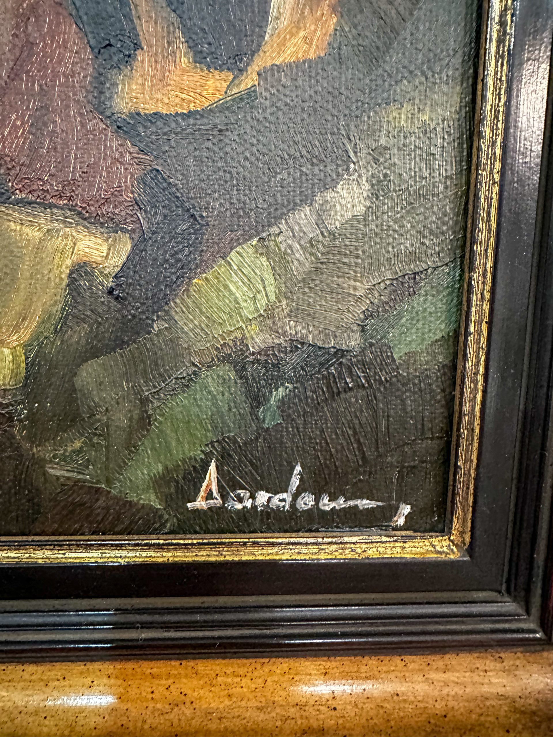 IMG_0779aurore morisse affaire conclue tableau milo dardenne cheval de trait huile sur toile 20e siècle belge cubiste naïf art moderne contemporain collectionneur