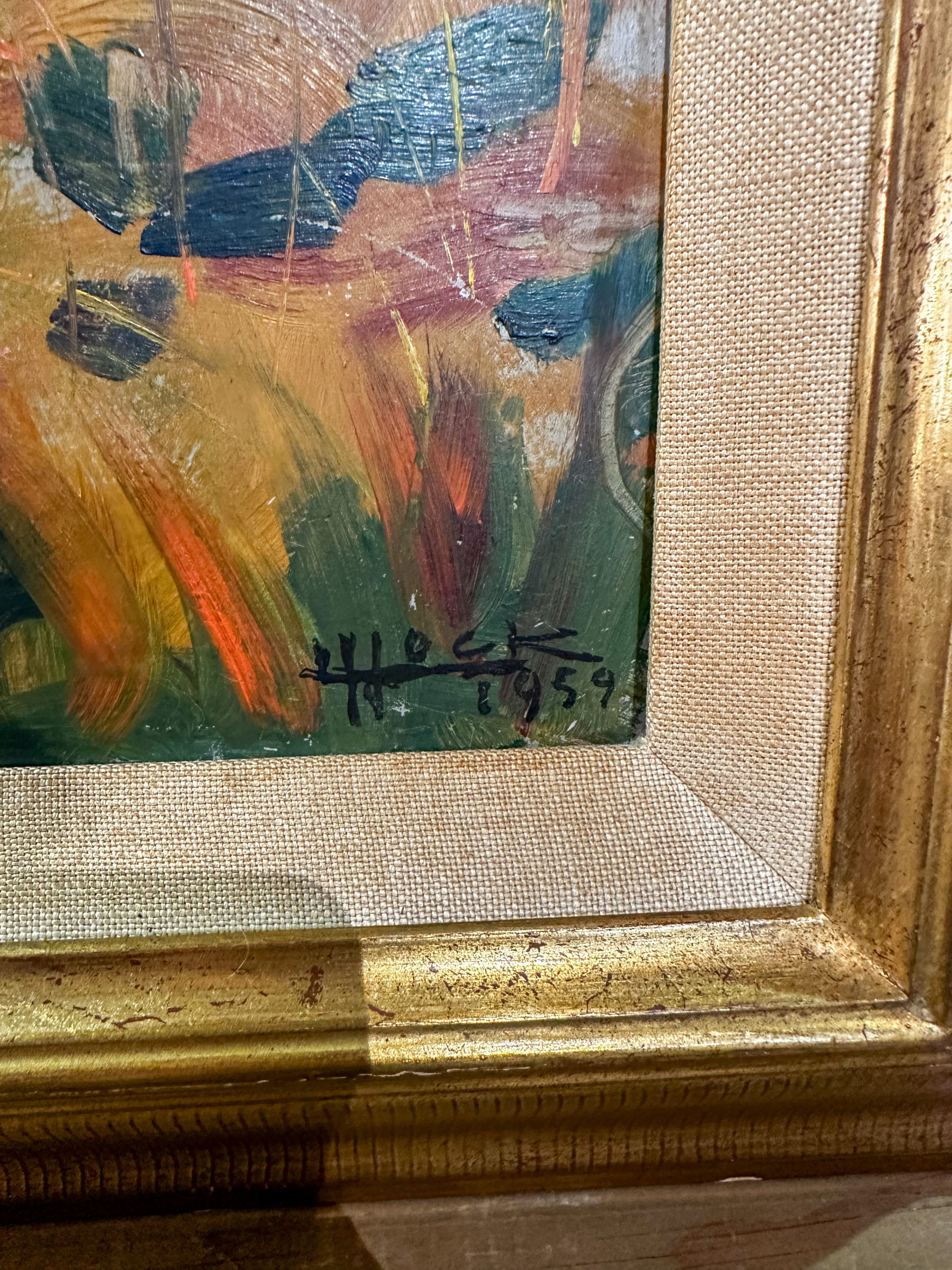 IMG_1484aurore morisse affaire conclue tableau lucien hock fagne paysage belge contemporain 20e siècle années 50 belgique collection décoration huile sur toile